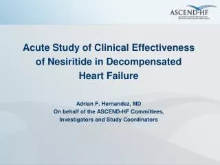 Acute Study of Clinical Effectiveness of Nesiritide in Decompensated Heart Failure