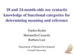 18 and 24-month-olds use syntactic knowledge of functional categories for determining meaning and reference - slide 1