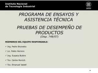 programa de ensay os y asistencia t cnica