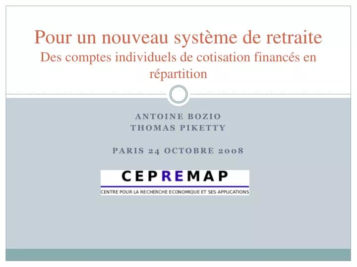 pour un nouveau syst me de retraite des comptes individuels de cotisation financ s en r partition