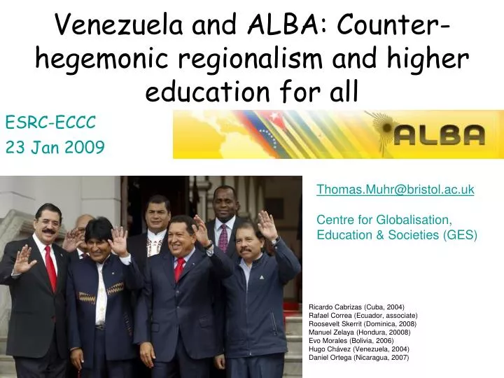 venezuela and alba counter hegemonic regionalism and higher education for all