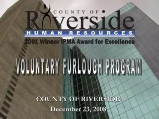 COUNTY OF RIVERSIDE December 23, 2008