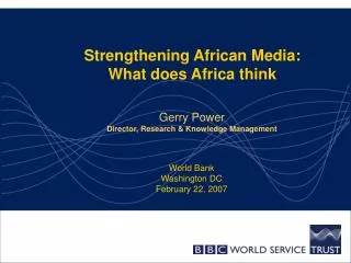 Strengthening African Media: What does Africa think