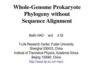 Whole-Genome Prokaryote Phylogeny without Sequence Alignment