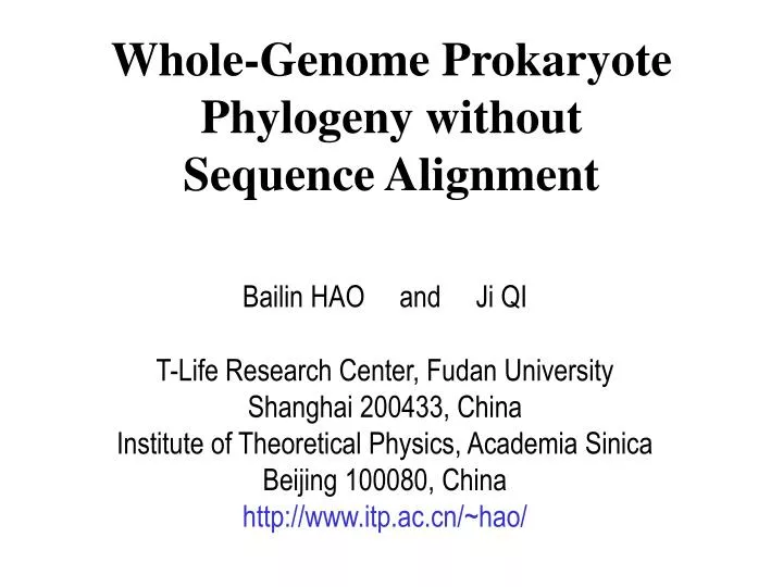 whole genome prokaryote phylogeny without sequence alignment