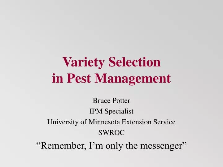 variety selection in pest management