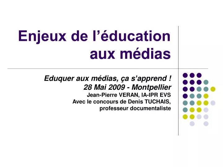 enjeux de l ducation aux m dias