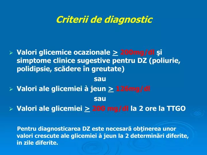 criterii de diagnostic