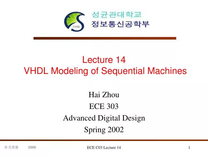 lecture 14 vhdl modeling of sequential machines