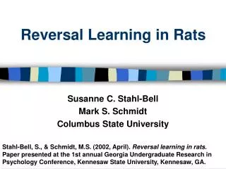 Reversal Learning in Rats
