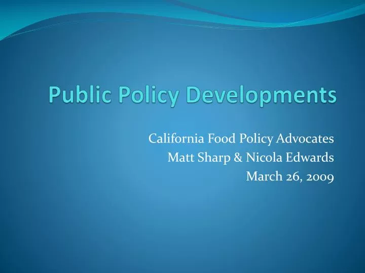 public policy developments