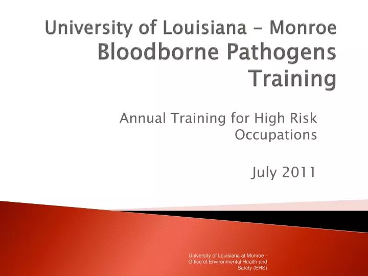university of louisiana monroe bloodborne pathogens training