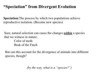 “Speciation” from Divergent Evolution
