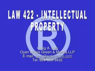 Craig A. Ash Oyen Wiggs Green &amp; Mutala LLP E-mail: cash@patentable.com Tel: 604-669-3432