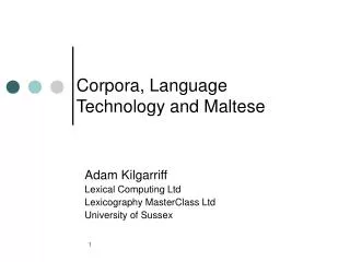 Corpora, Language Technology and Maltese