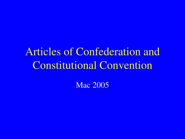 articles of confederation and constitutional convention