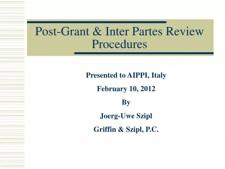 post grant inter partes review procedures