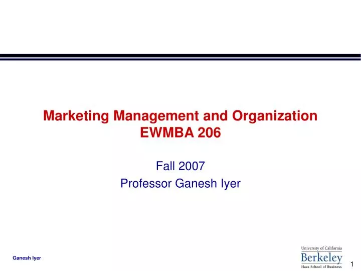 marketing management and organization ewmba 206