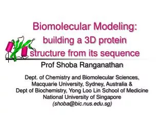 Biomolecular Modeling: building a 3D protein structure from its sequence