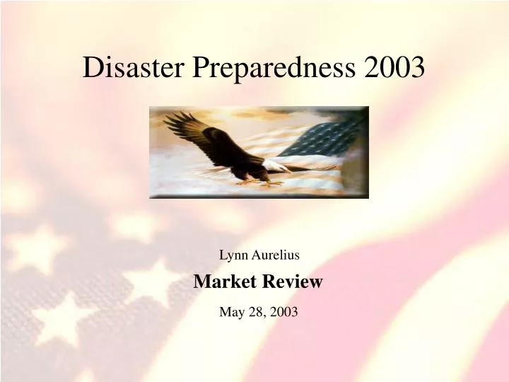 disaster preparedness 2003