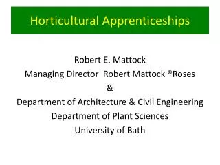 Horticultural Apprenticeships