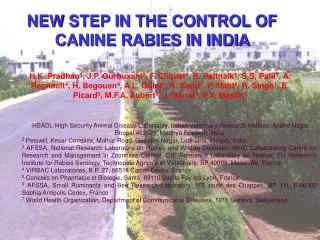 NEW STEP IN THE CONTROL OF CANINE RABIES IN INDIA