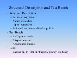 Structural Description and Test Bench