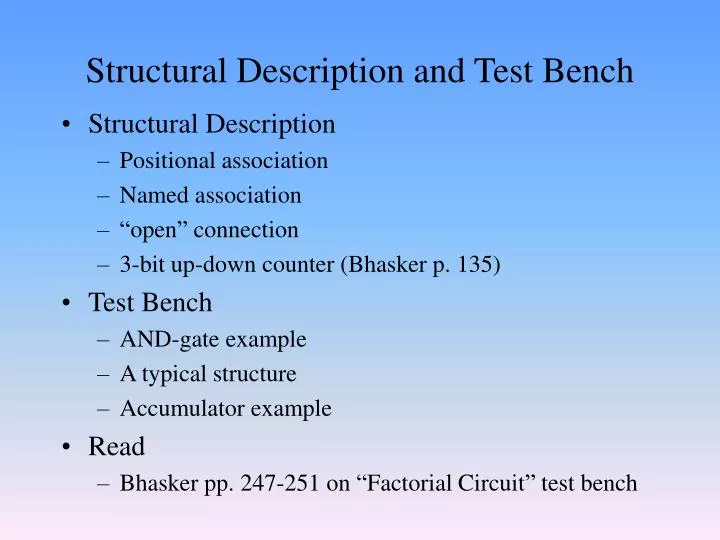 structural description and test bench