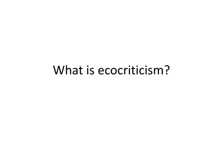 what is ecocriticism