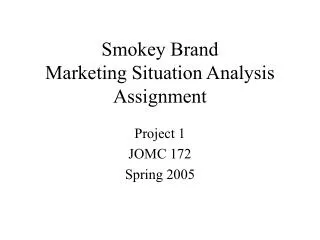 Smokey Brand Marketing Situation Analysis Assignment