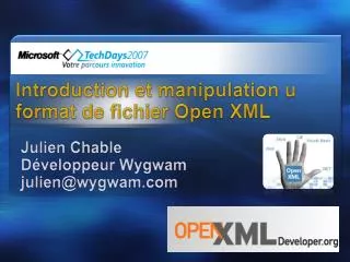 Introduction et manipulation u format de fichier Open XML