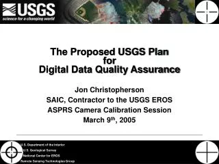 The Proposed USGS Plan for Digital Data Quality Assurance