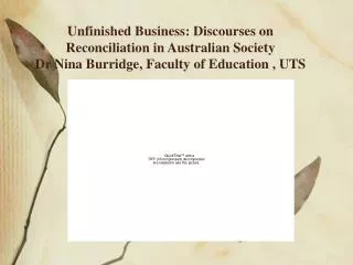Unfinished Business: Discourses on Reconciliation in Australian Society Dr Nina Burridge, Faculty of Education , UTS
