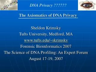 The Axiomatics of DNA Privacy