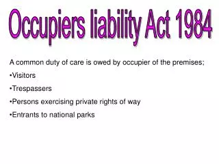 Occupiers liability Act 1984