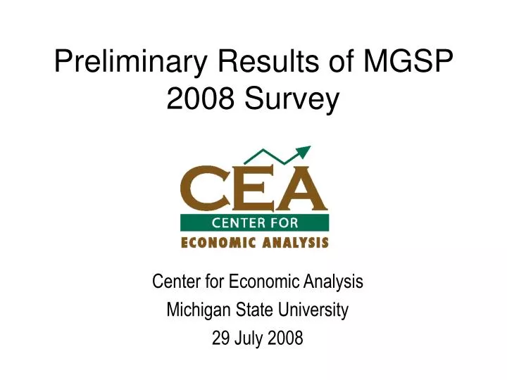 preliminary results of mgsp 2008 survey