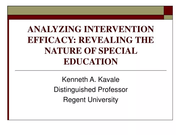 analyzing intervention efficacy revealing the nature of special education