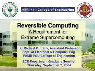 Reversible Computing A Requirement for Extreme Supercomputing