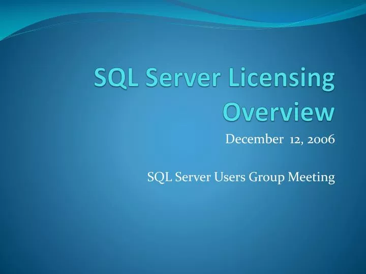 sql server licensing overview