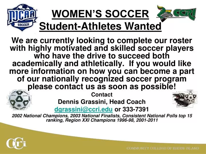 women s soccer student athletes wanted