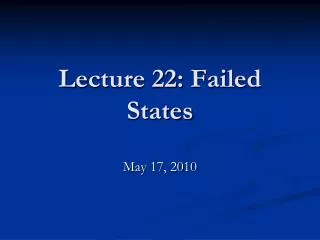 Lecture 22: Failed States