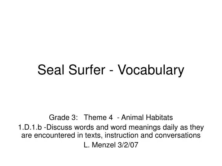 seal surfer vocabulary