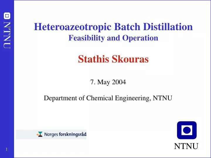heteroazeotropic batch distillation feasibility and operation stathis skouras