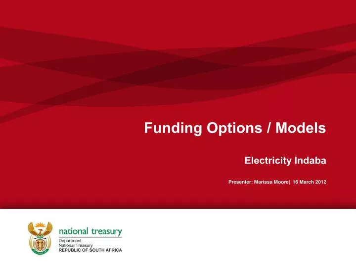 funding options models electricity indaba