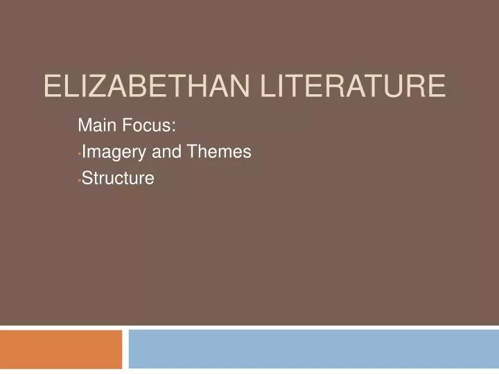 elizabethan literature