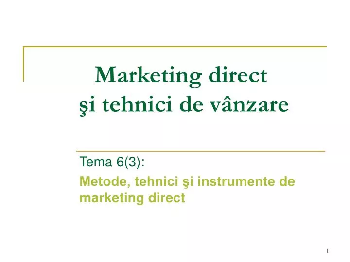 marketing direct i tehnici de v nzare