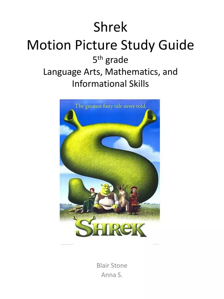 shrek motion picture study guide 5 th grade language arts mathematics and informational skills