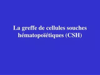 La greffe de cellules souches hématopoïétiques (CSH)