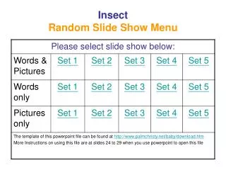 Insect Random Slide Show Menu