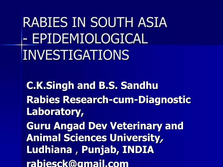 rabies in south asia epidemiological investigations